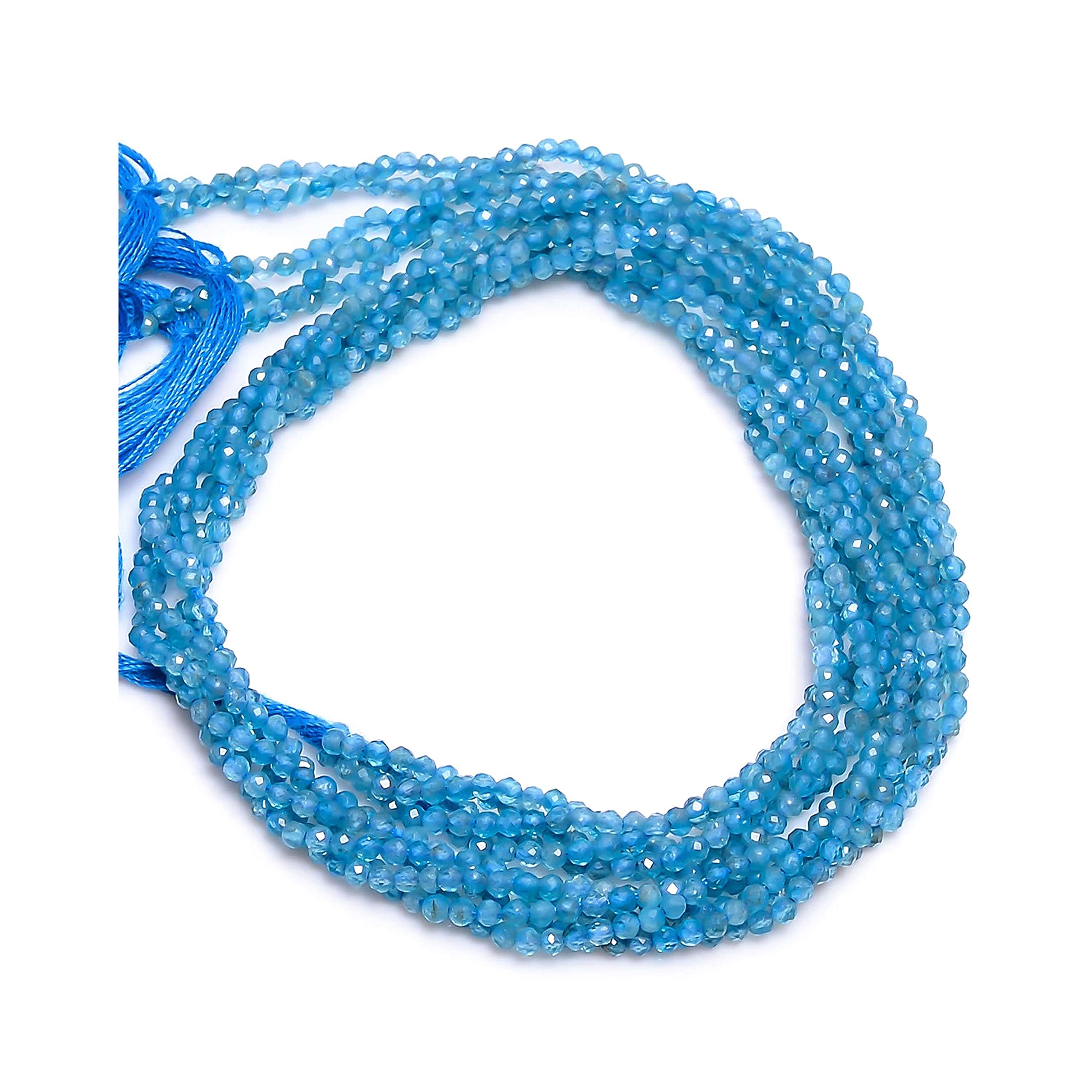 Blue Apatite perles en vrac rondelle facettée 2mm pour la fabrication de bijoux 5 brin - 4
