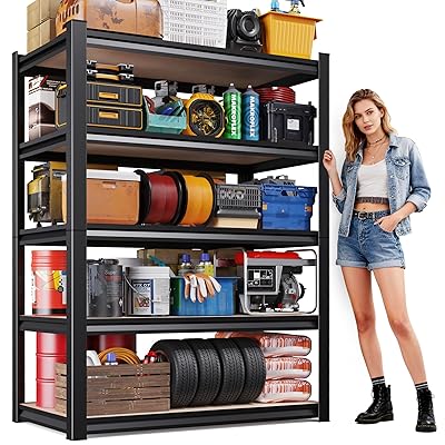 71"H-35"W Garage Shelving-2050LBS 5 Tier Storage Shelves,Adjustable Heavy Duty Metal Shelving Unit and Storage Large Rack,Utility Steel Shelf For Shop Warehouse Industrial Pantry Basement 71"x35"x16"