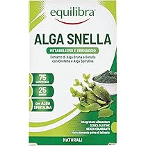 Equilibra Integratori Alimentari, Alga Snella, a Base di Estratto di Alga Bruna e Betulla con Centella a Alga Spirulina, Favorisce il Drenaggio dei Liquidi e il Metabolismo, 75 compresse