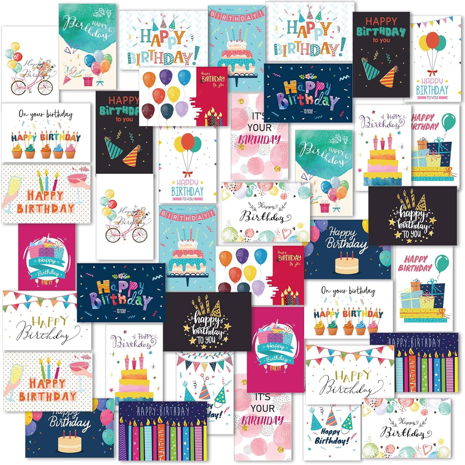 Harloon 200 Pack Happy Birthday Card Assorted Bulk with