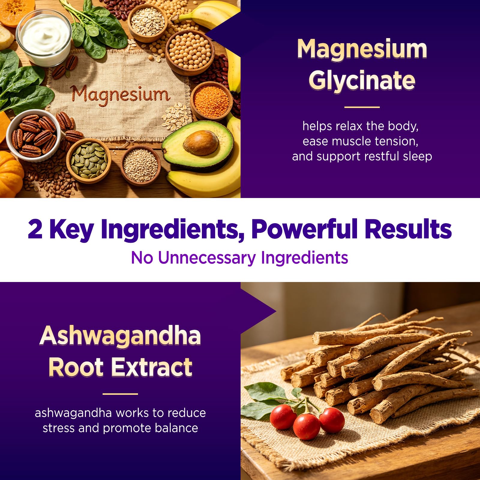 duwhot Magnesium Ashwagandha Gummies, Sugar Free, Vegan, 60 Count — Amazon image 2