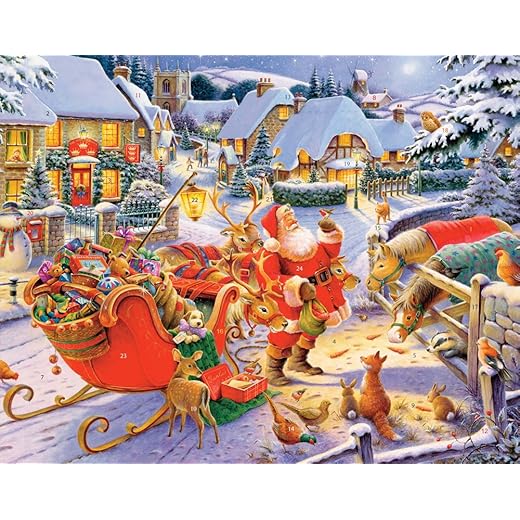 Vermont Christmas Company Santa & Friends Advent Calendar (Countdown to Christmas) with 'TWAS The Night Before Christmas' Poem