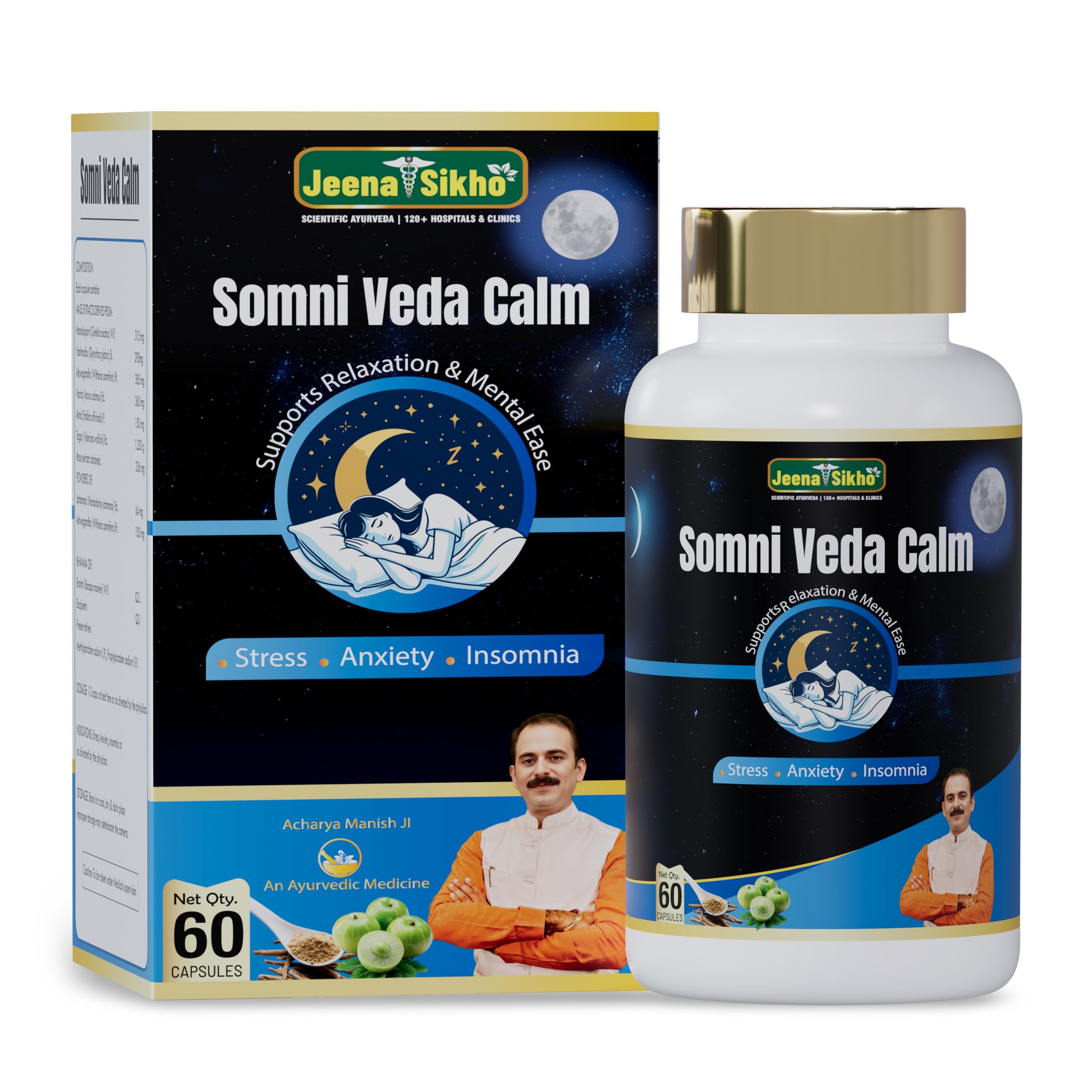 Jeena Sikho Somni Veda Calm Capsule | Assists with Stress & Anxiety | Enriched with Ashwagandha, Jatamansi & Tagar | Helps Maintain Relaxation, Inner Ease & Restful Sleep | 60 Capsules, Pack of 2 — Amazon image 8