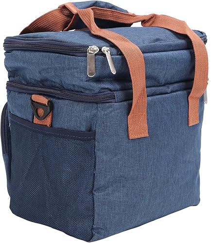 Miniatura 2 de TOPINCN Bolsa de almuerzo a prueba de fugas, bolsa de almuerzo con 2 cubiertas, gran capacidad, impermeable, a prueba de fugas, 2 vías, con