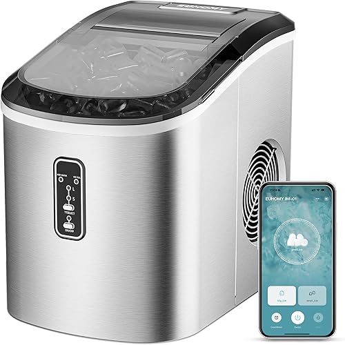 Miniatura 9 de EUHOMY - Encimera para hacer hielo en pepitas con asa, lista en 6 minutos, 33 libras24 horas, cubierta superior extraíble, limpieza automática,