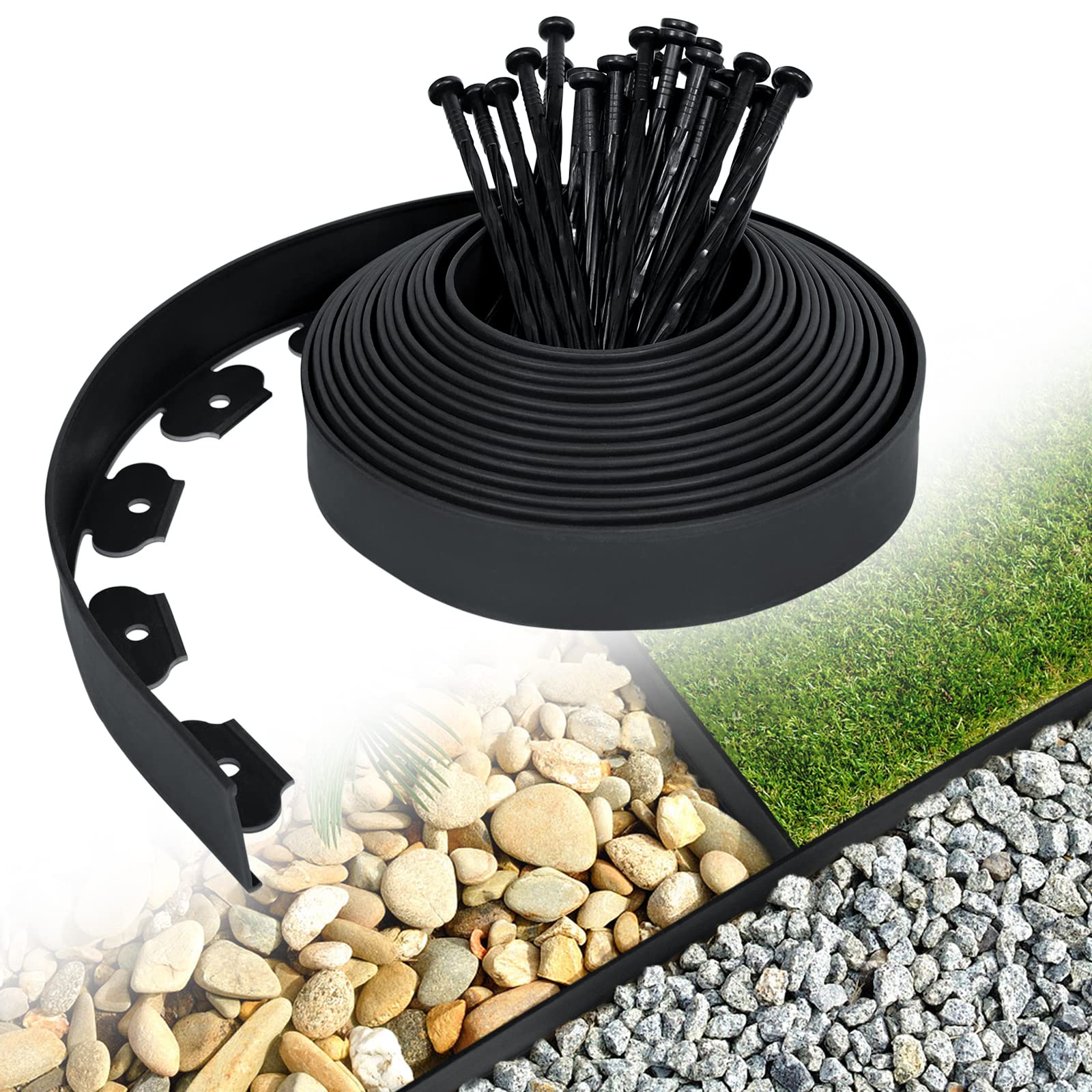 Buy LARS360 20m Flexible Plastic Lawn Edging, Plastic Garden Edging