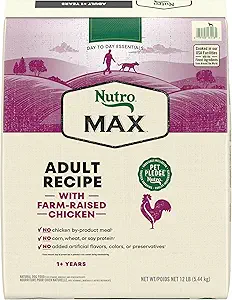 Nutro Max Adult Dry Dog Food with Farm-Raised Chicken, 12 lb Bag