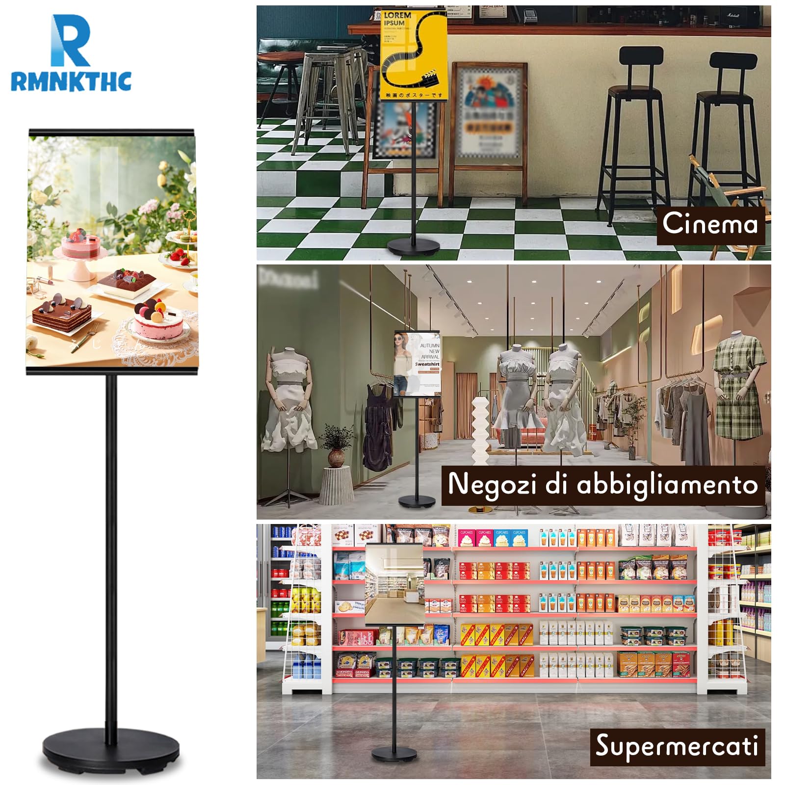 Supporto per presentazione, formato A3, in lega di alluminio, regolabile, impermeabile, per negozio/ingresso/eventi (nero)