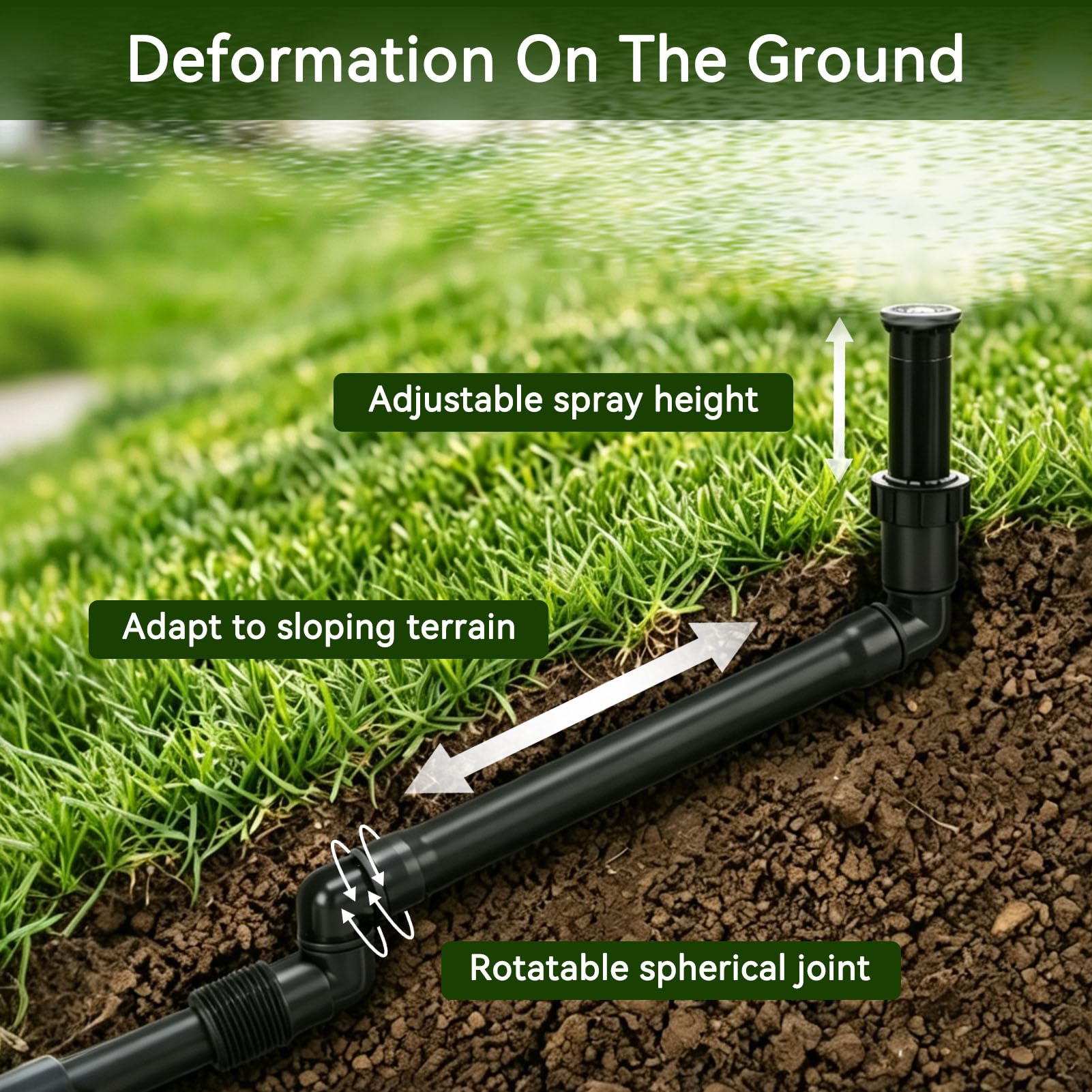 Irrigatori da giardino per prato, 5 pezzi G3/4 filettatura esterna Swing Joint tubo girevole Swing Joint Assembly strumento di irrigazione del prato, accessori per irrigazione automatica