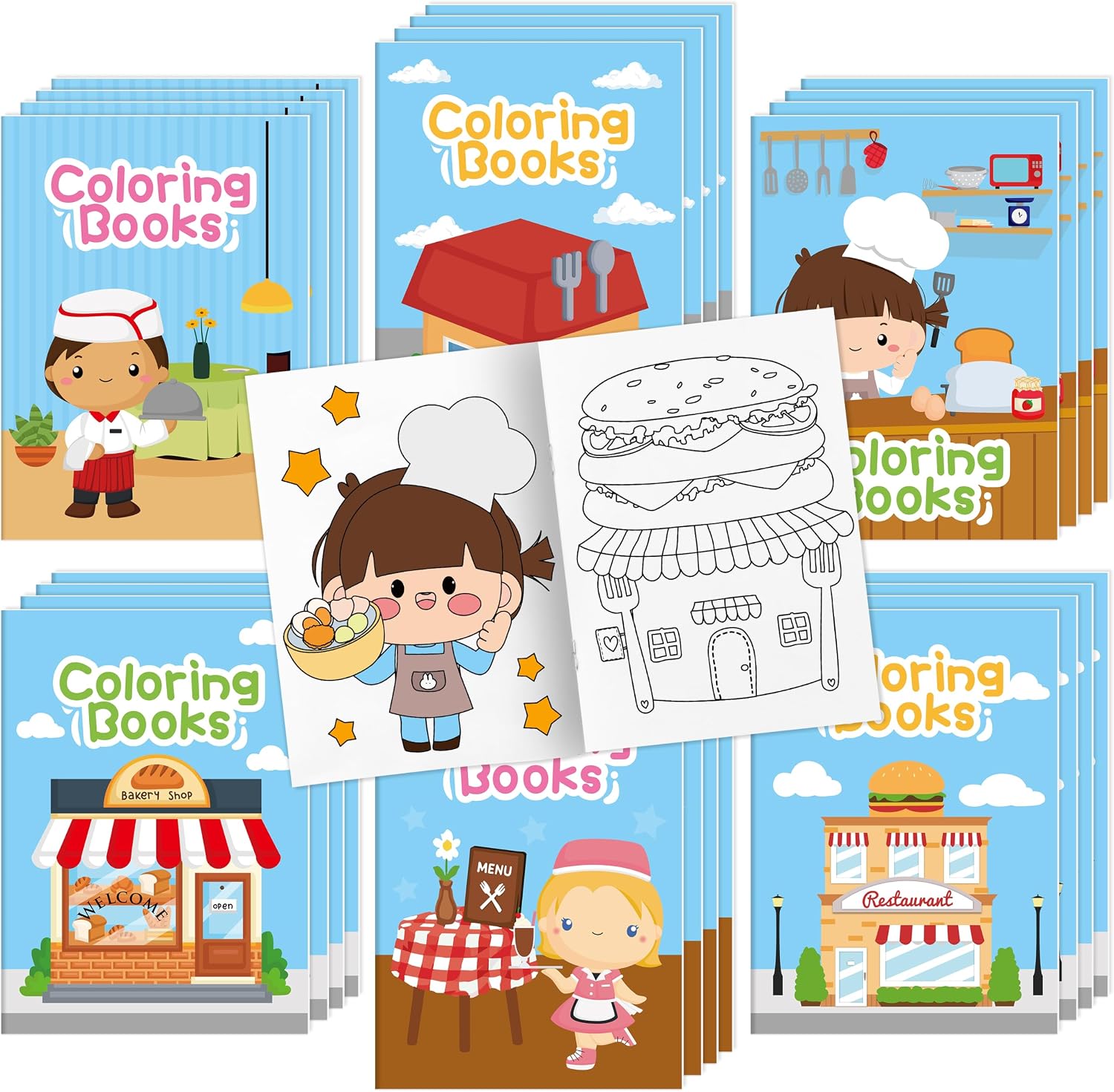 Color Pattern Worksheet Coloring Pages Amazon.com: Dvbonike 24Pcs Restaurant Coloring Books Kitchen Pretend ...