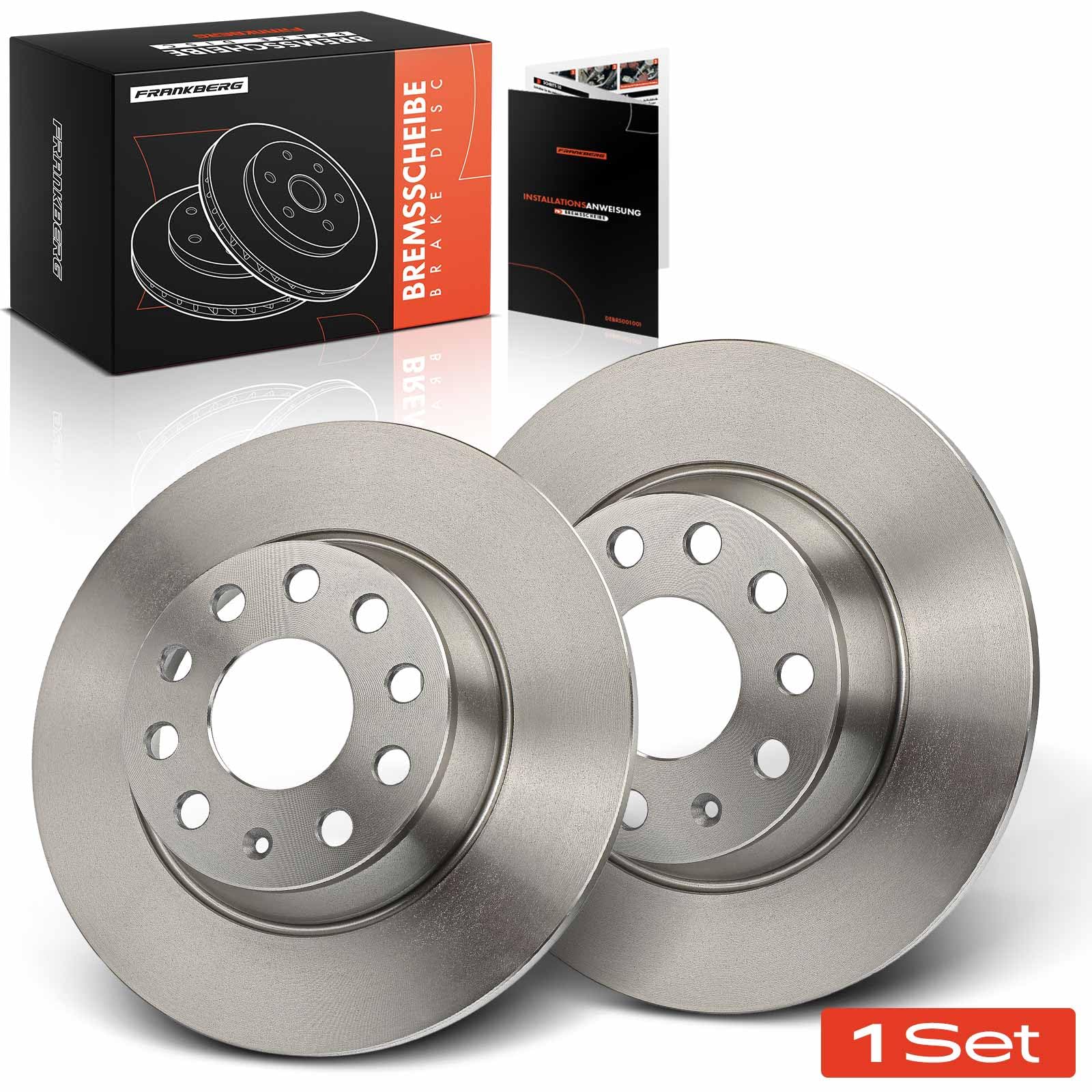 Frankberg Bremsscheibensatz inkl. 2x Bremsscheiben Hinten Voll Ø282mm Kompatibel mit Golf VI 5K1 Golf V 1K1 Golf Plus 521 5M1 Replace# 5Q0615601Q, 5Q0615601G