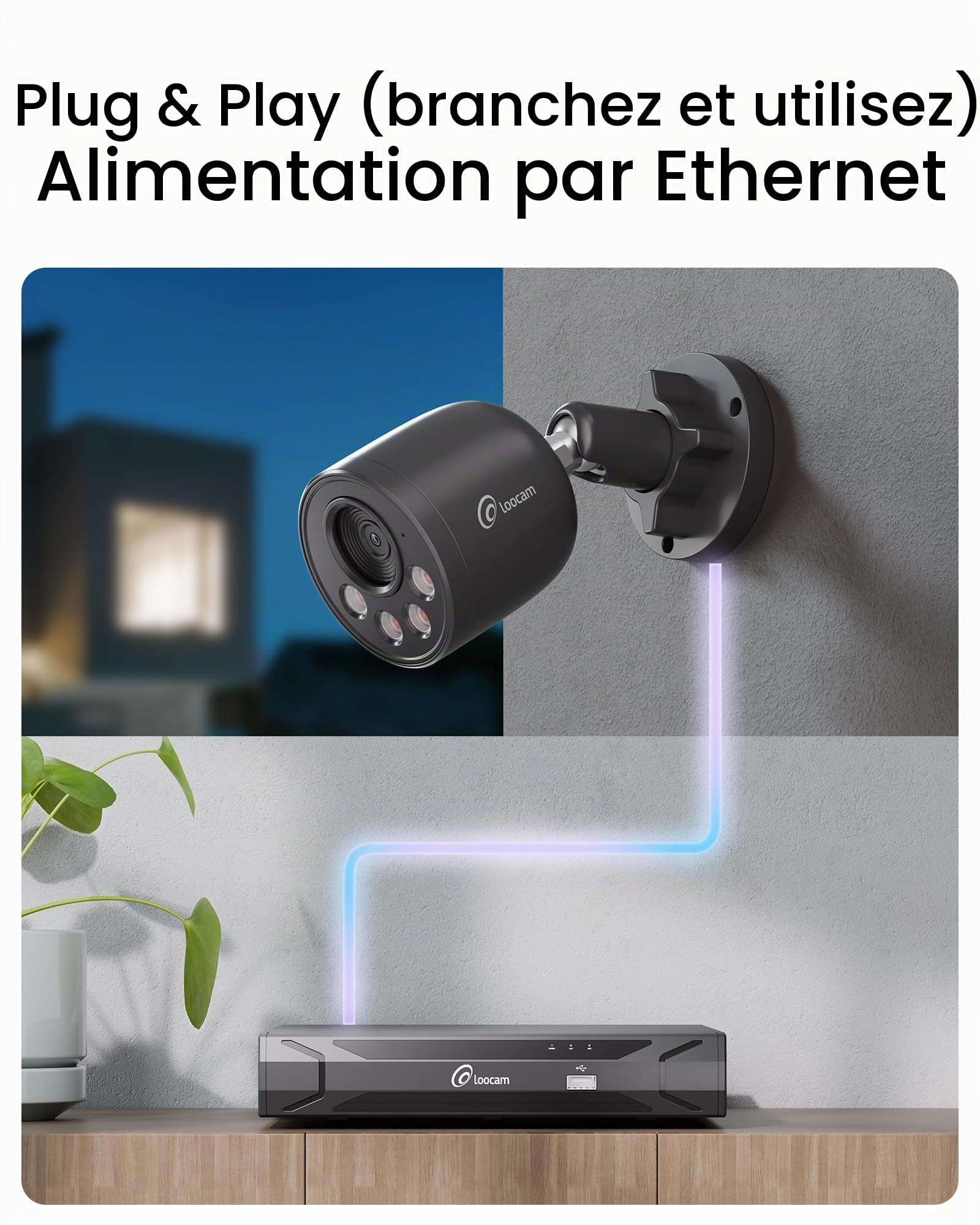 Loocam Kit Caméra de Surveillance PoE 4K 8MP - 8CH NVR H.265+ avec 2To HDD