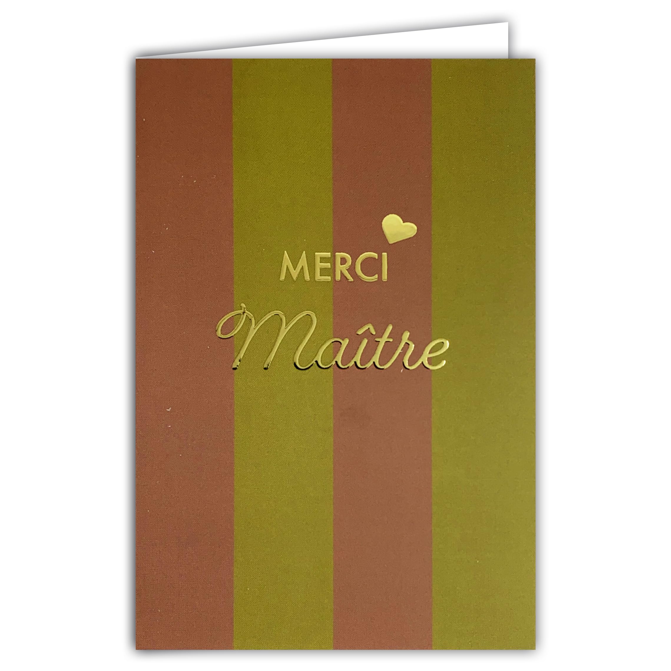 Carte de Vœux Merci Maître Remerciement Or Fin Doré Brillant Format 12x17,5cm avec Enveloppe Blanche Fabriqué en France