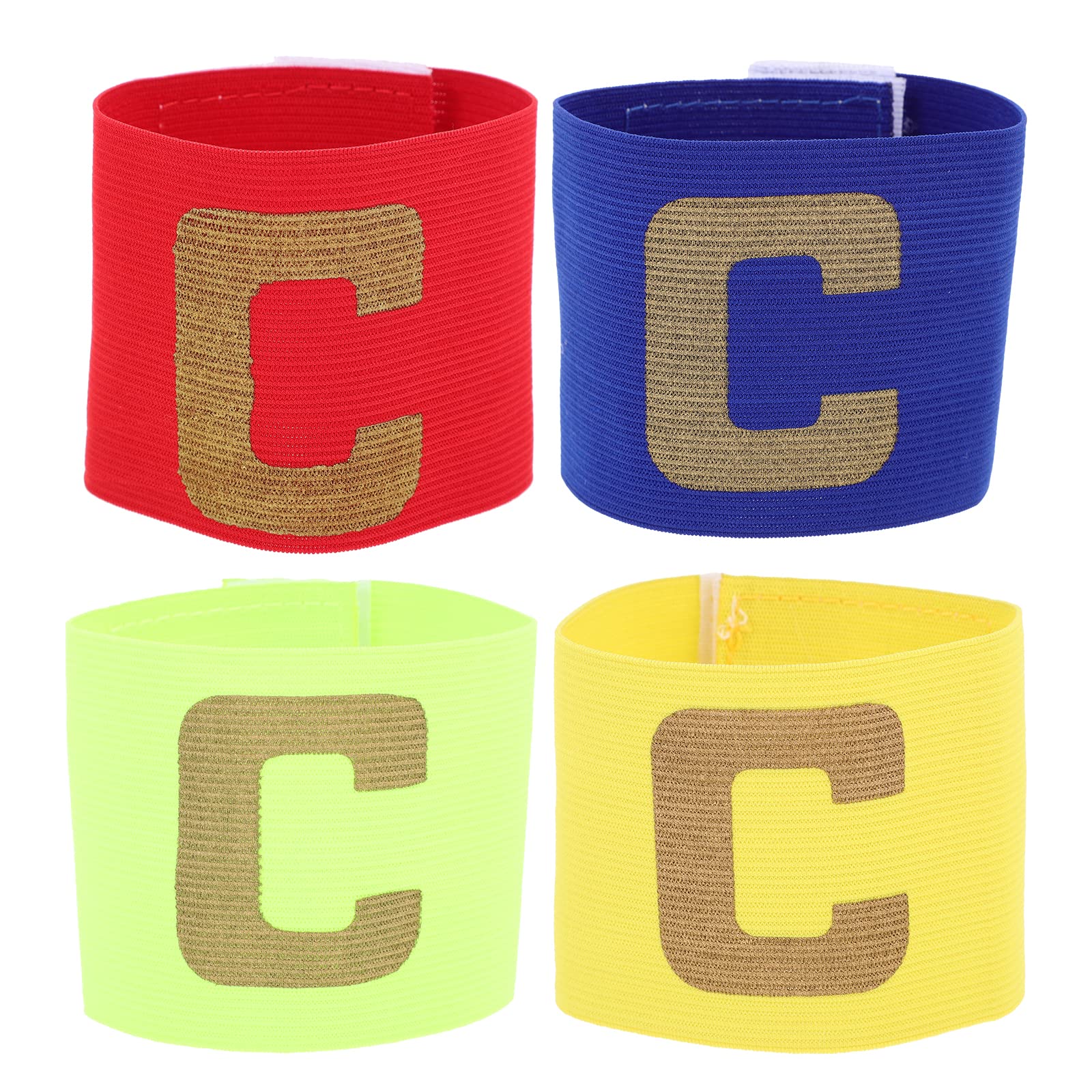 LUOZZY 4 Pcs Football Soccer Armbands Sports Captain Bands for Adults Kids Basketball Arm Band (A)