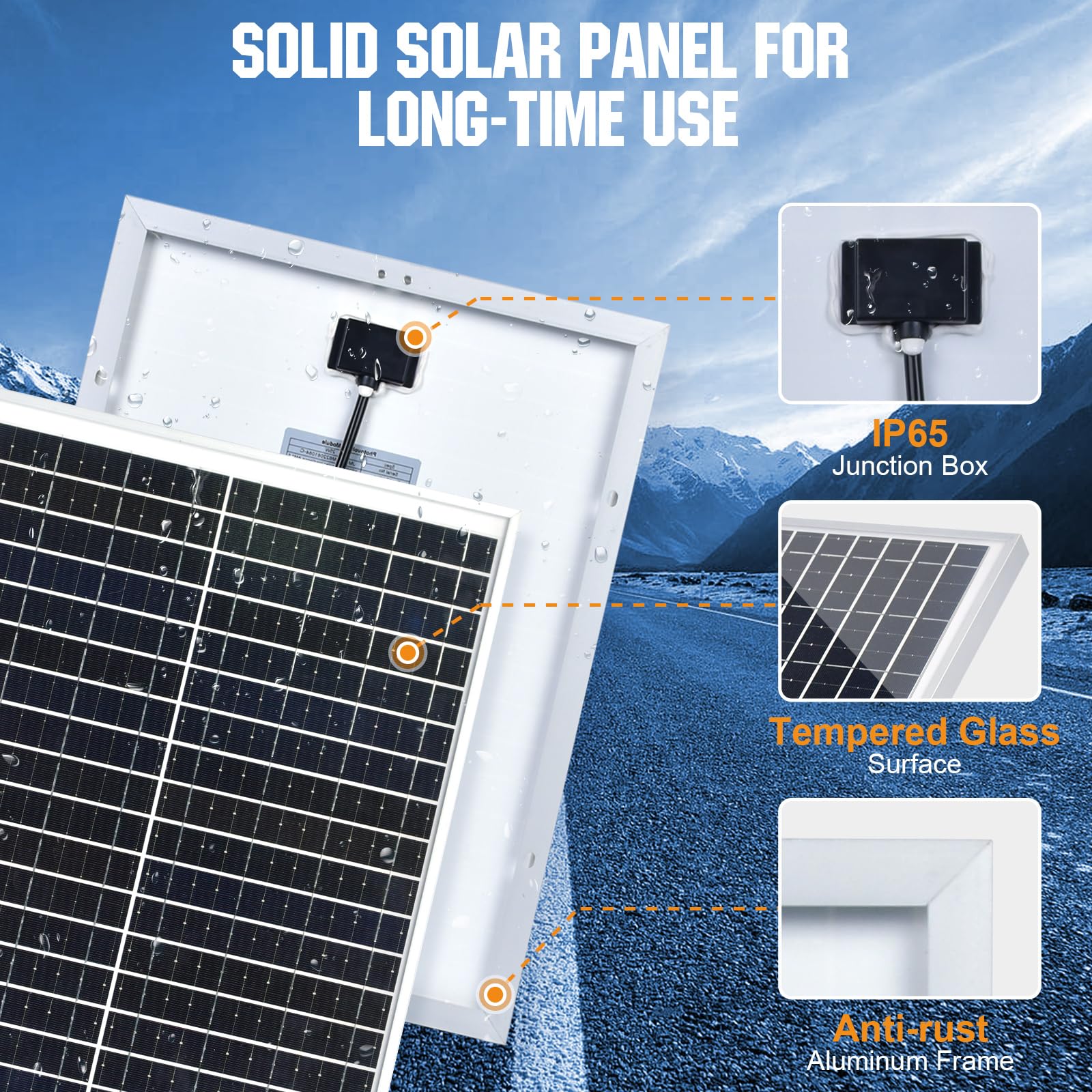 ECO-WORTHY Kit de panel solar de 25 W y 12 V, cargador de batería, panel solar impermeable + soporte de montaje ajustable + controlador de carga mejorado para baterías de 12 V para coches, RV, barco
