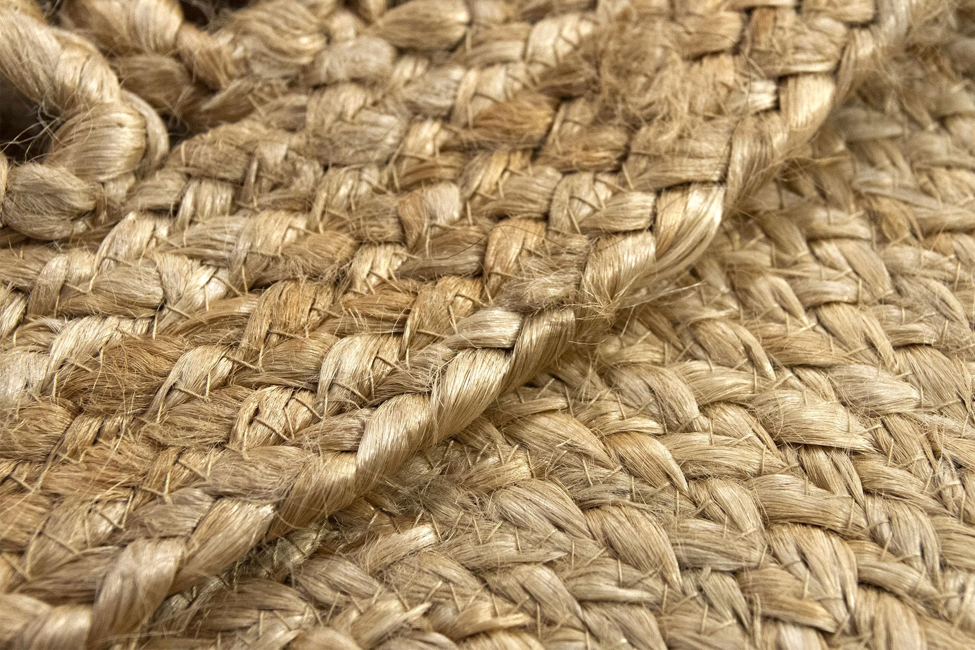 HAMID - Alfombra de Yute Alhambra Nazarí Color Natural Redonda, Alfombra 100% Fibra Natural de Yute, Diseño Trenzado, Hecho a Mano, Alfombra para Decoración, Salón, Habitacón, (120x120cm)
