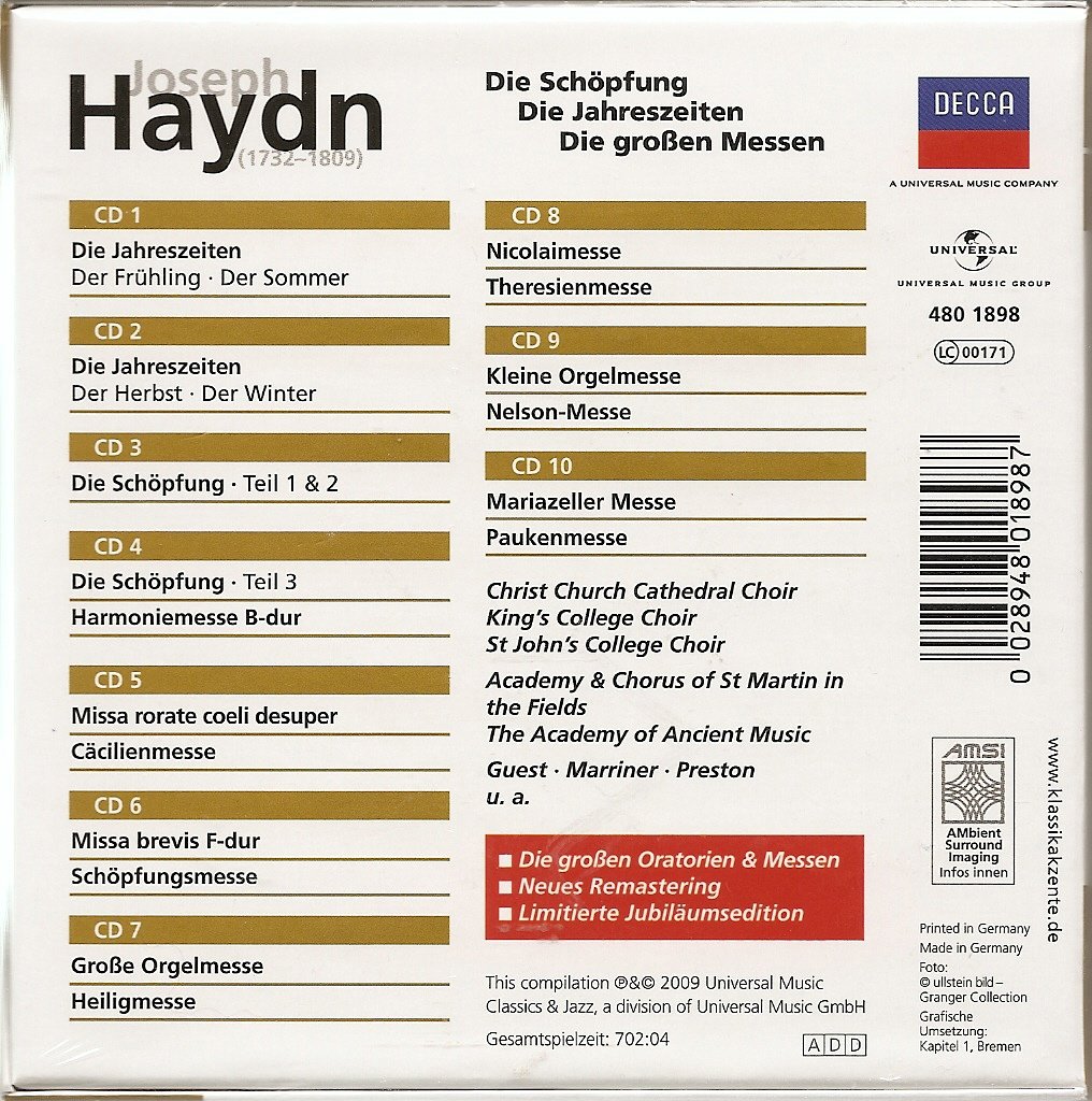 Die großen Oratorien und Messen (Eloquence)