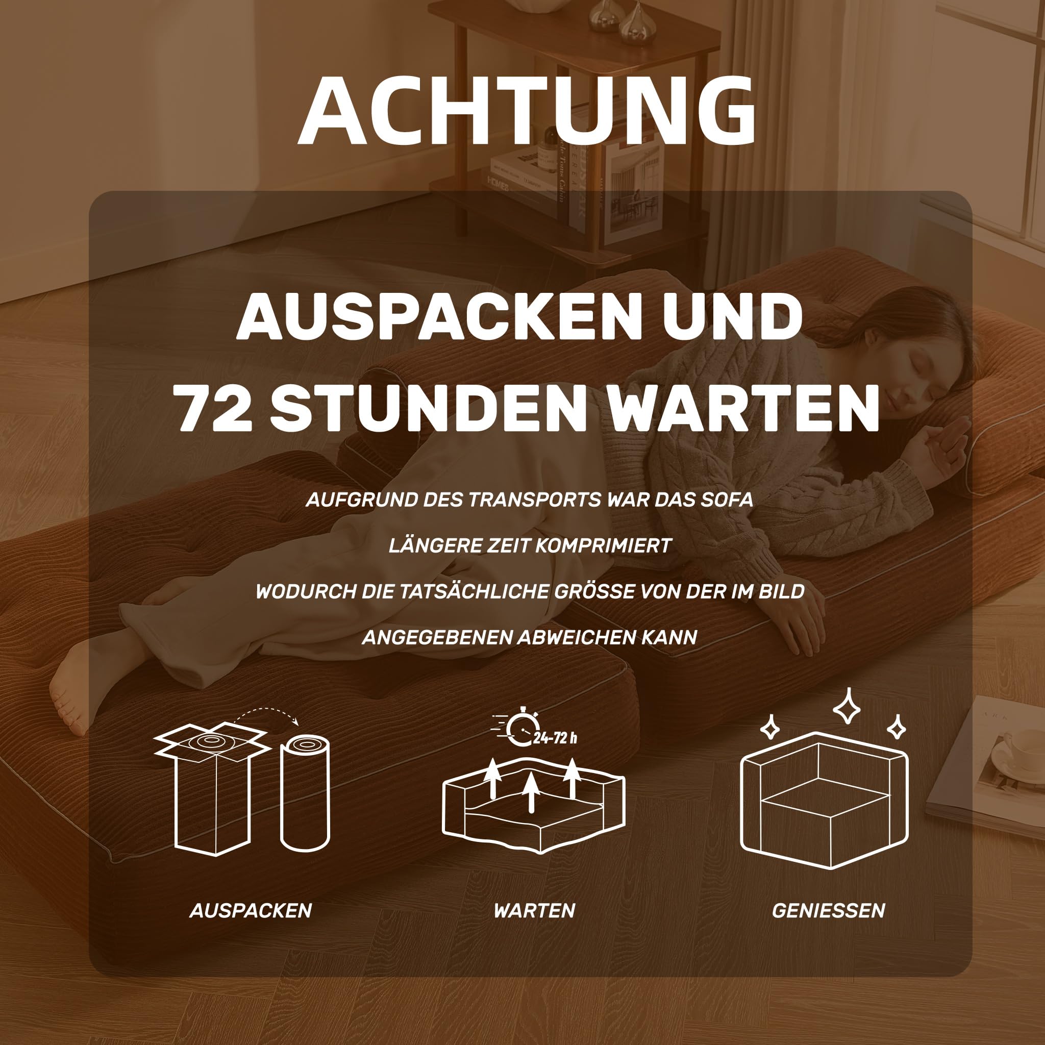 Faltbares Schlafsofa – Sitzsack-Sofa, Relaxsessel, Spielsofa, Schlafsofa & Gästebett für kleine Räume, Sessel fürs Schlafzimmer & Wohnzimmer (Braun, 89.9 cm)