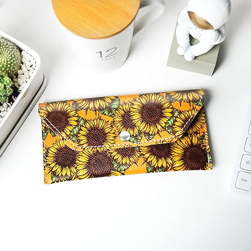 Miniatura 7 de Sobres para efectivo, cartera de piel sintética, reutilizable, para presupuestos y ahorrar dinero (1 girasol)