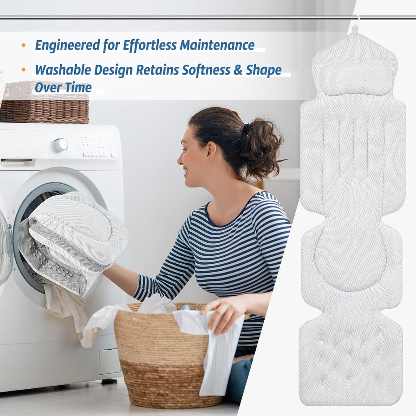 Tappetino antiscivolo per vasca da bagno con scarico rapido incluso ergonomico lombare per ridurre l'affaticamento garantendo salute e sicurezza per vasca da bagno antiscivolo