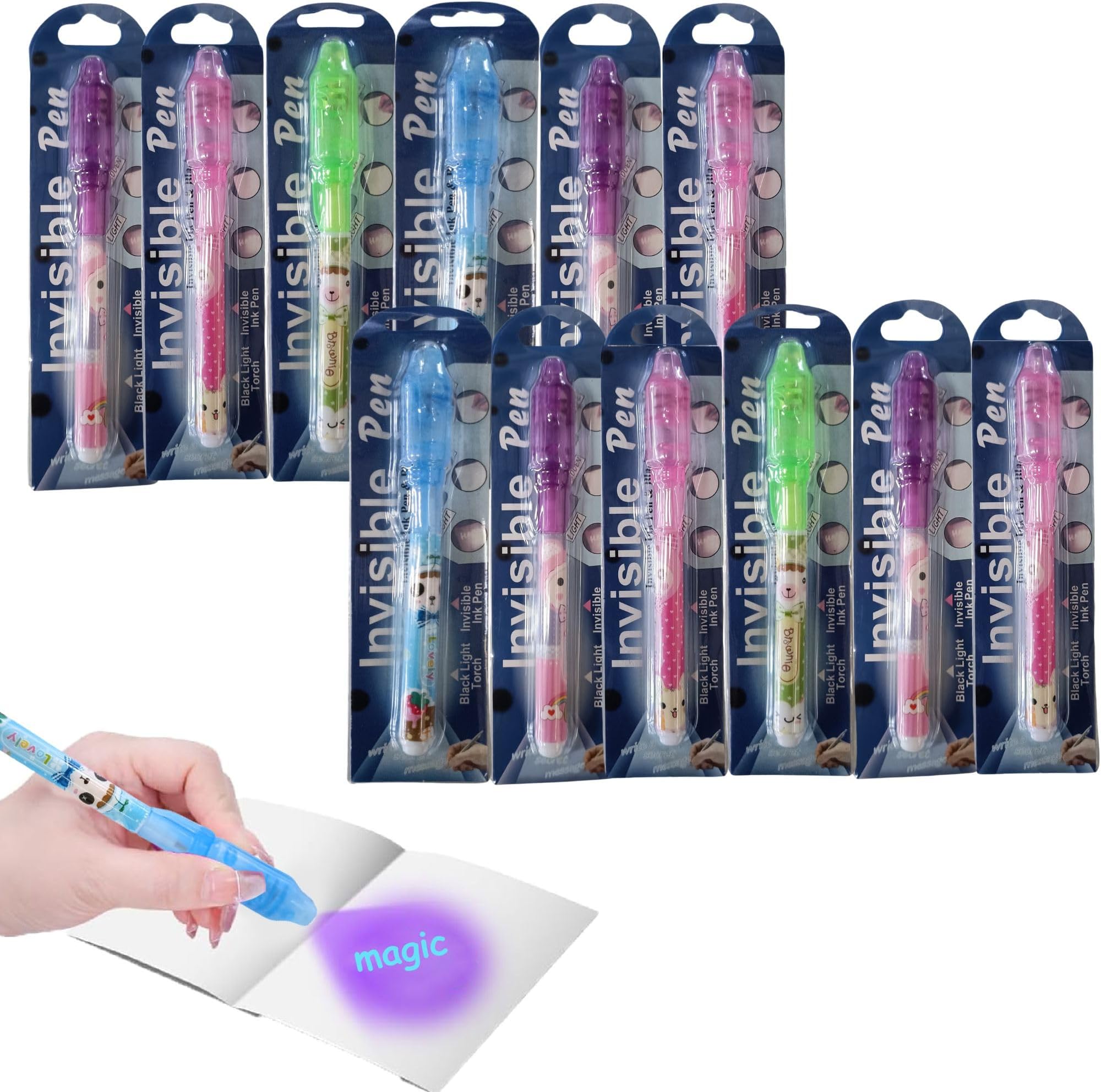 MONKEYTAIL 12 Pcs Invisible Ink Magic Pen as Birthday Return Gifts | UV Light Magic Pens with Clear Ink for All Ages | Bulk Buy Abracadabra Collection