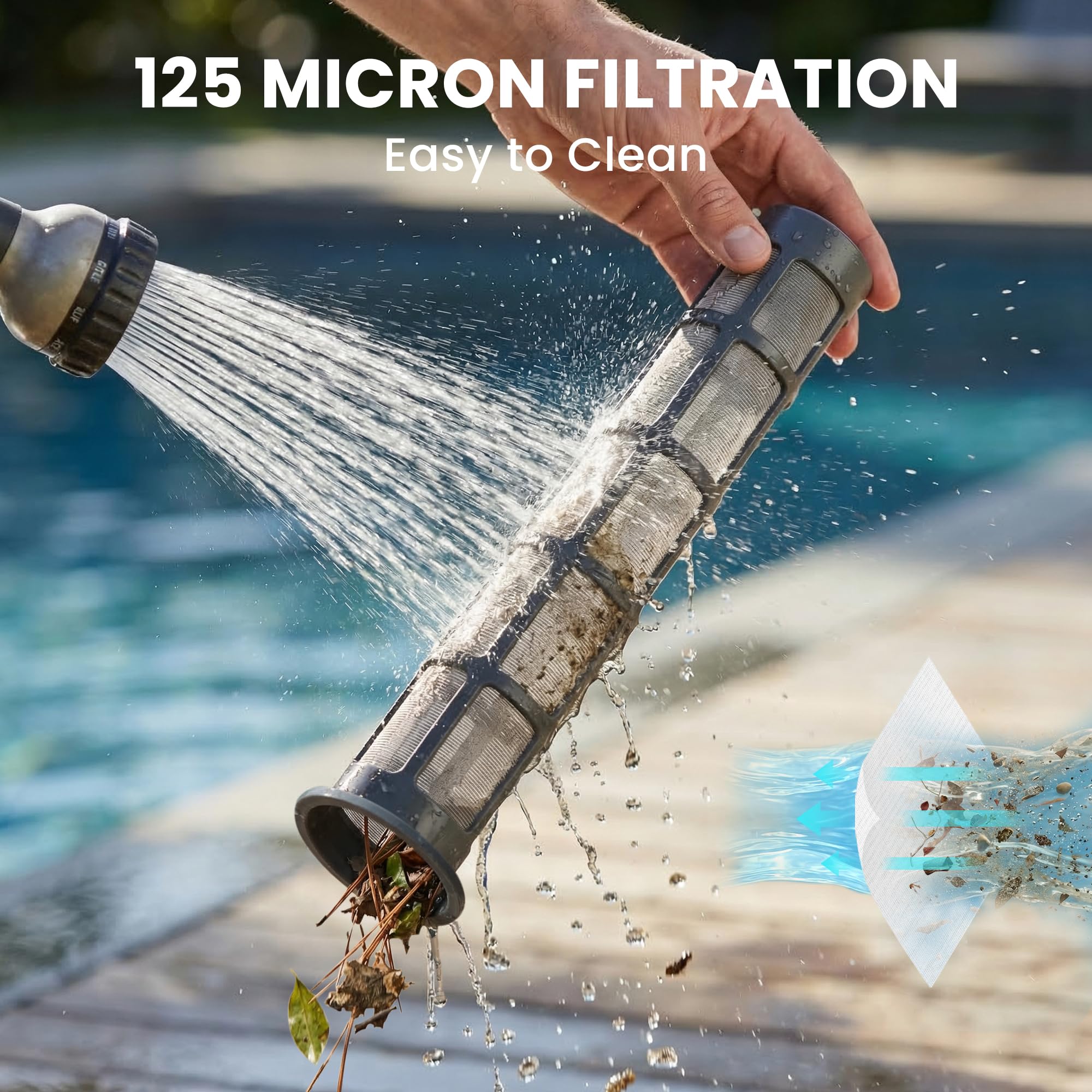 Aspirateur de Piscine sans Fil, Batterie Rechargeable, 45 min Autonomie, Nettoyeur Électrique pour Piscines Hors-Sol et Spas