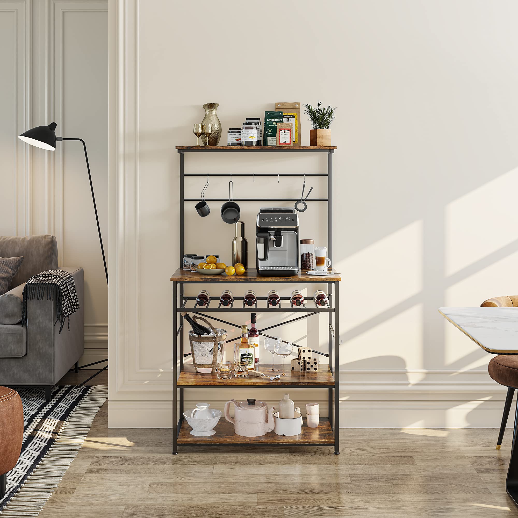 Buy Bestier Kitchen Baker's Rack Utility Storage Shelf with Wine Rack 5