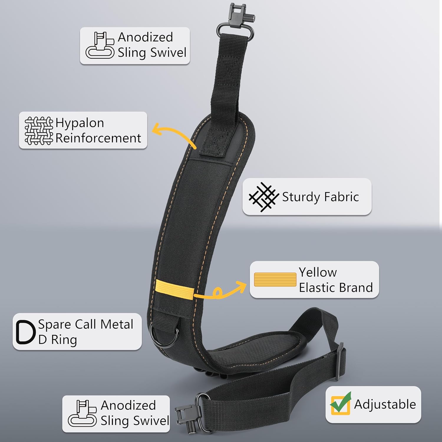 SUNYA Rifle Sling for Hunting - Two Point Gun Sling Strap with Swivels - Non-Slip Neoprene Padded Shoulder Pad with Shells Holder