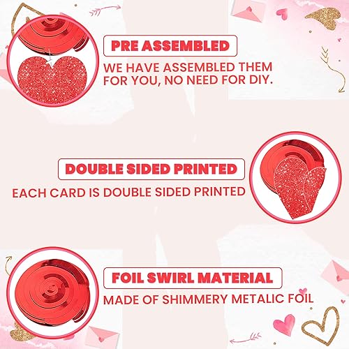 Miniatura 6 de KatchOn, Remolinos de corazón colgantes rojos con purpurina, paquete de 30 unidades, decoraciones de corazones colgantes, decoraciones de corazón