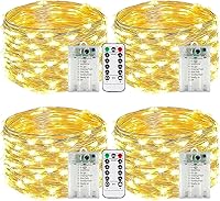 Vista 139 de Paquete de 2 guirnaldas de luces LED, funcionan con pilas, 5 m, 50 luces intermitentes, temporizador, impermeables, para habitaciones, bodas