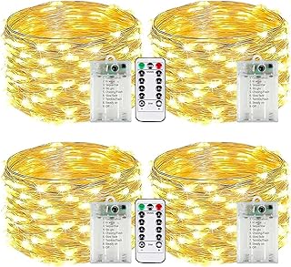 4-Pack Fairy Lights Battery Operated with Remote & Timer & 8 Modes, Wate...