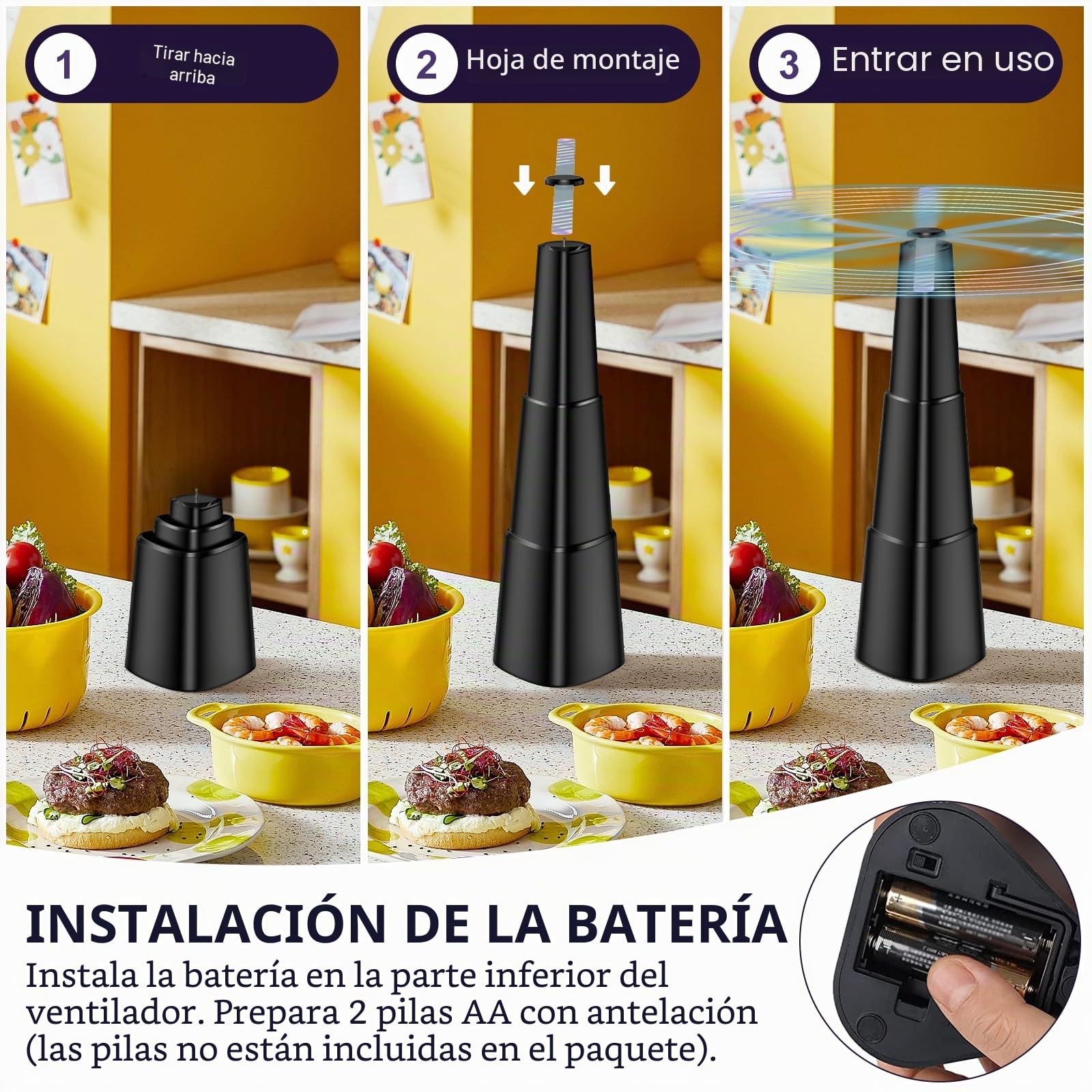Repelente de moscas, 2 piezas Repelente de moscas portátil, Ventilador repelente de moscas y mosquitos Portátil Anti moscas y mosquitos Ventilador Repelente de moscas para cocina, restaurantes