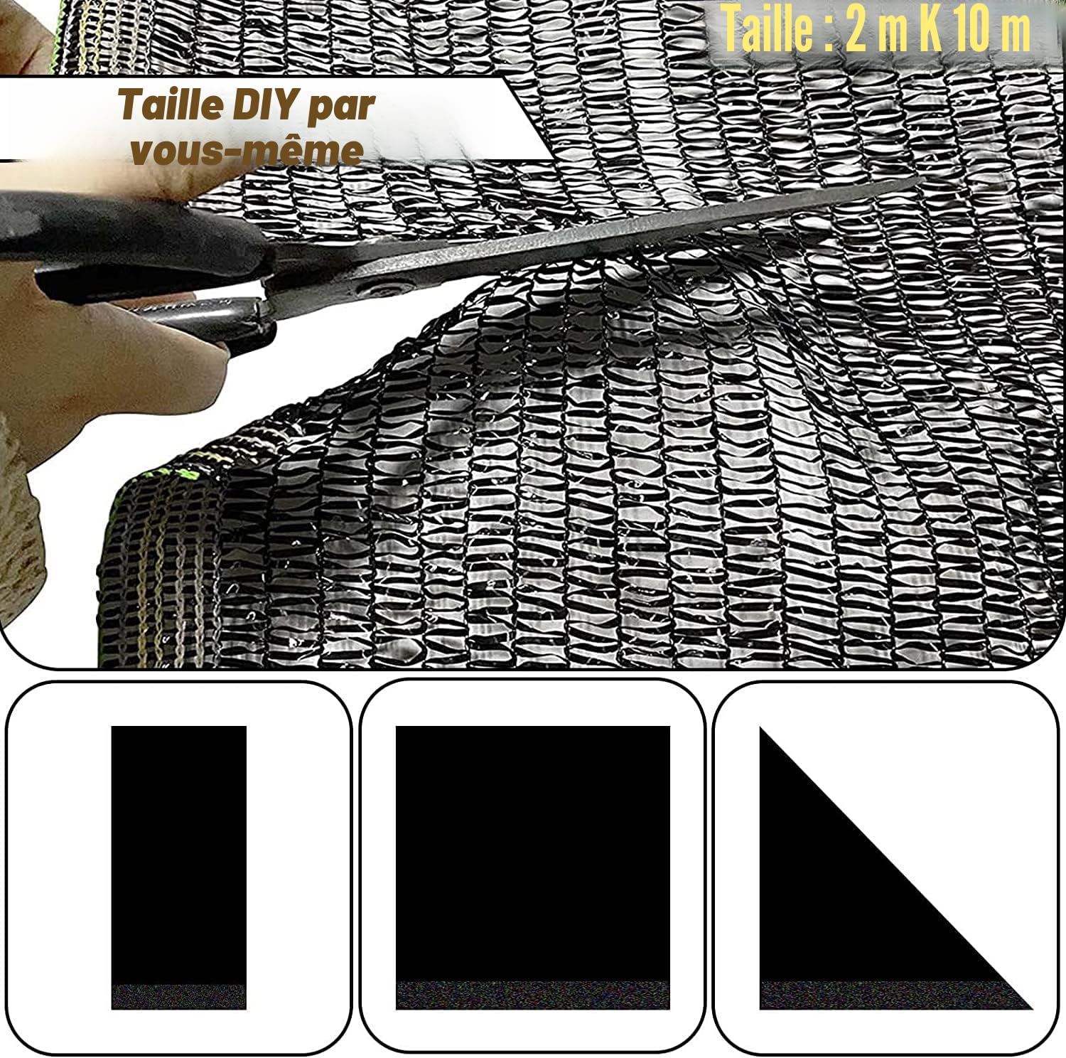 LATERN Couverture de Tissu D'ombre de 55%, 2m x 10m Maille De Jardin Bâche D'ombrage Filet D'ombrage en Pehd Filet Résistant Aux UV pour Couverture de Serre Patio Plante Fleur Poulailler Abri D'auto