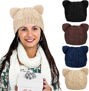 帽子 LOOP YARN SHAGGY CAT EAR KNIT CAP 2023 Loverboy Cat Ear Knit Hat solid Warm Pig Ear Woolen Hat