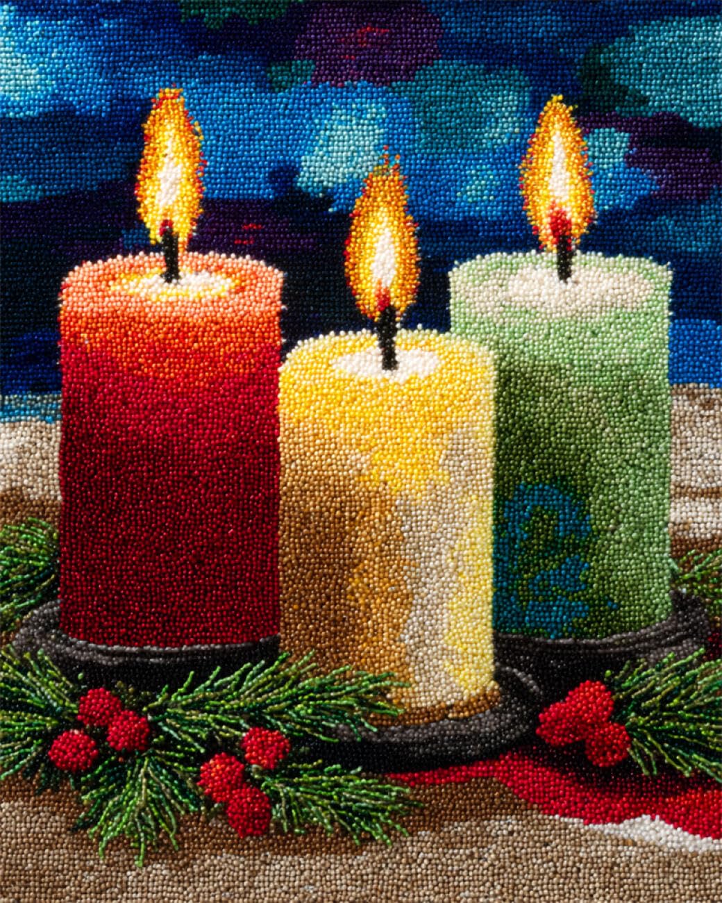 AxiangziK DIY Latch Hook Cushion Kits Cartoon Candles Latch Hook Rug Making Kit for Adults,Cross Stitch Set Carpet Tapestry Needlework 31x45in