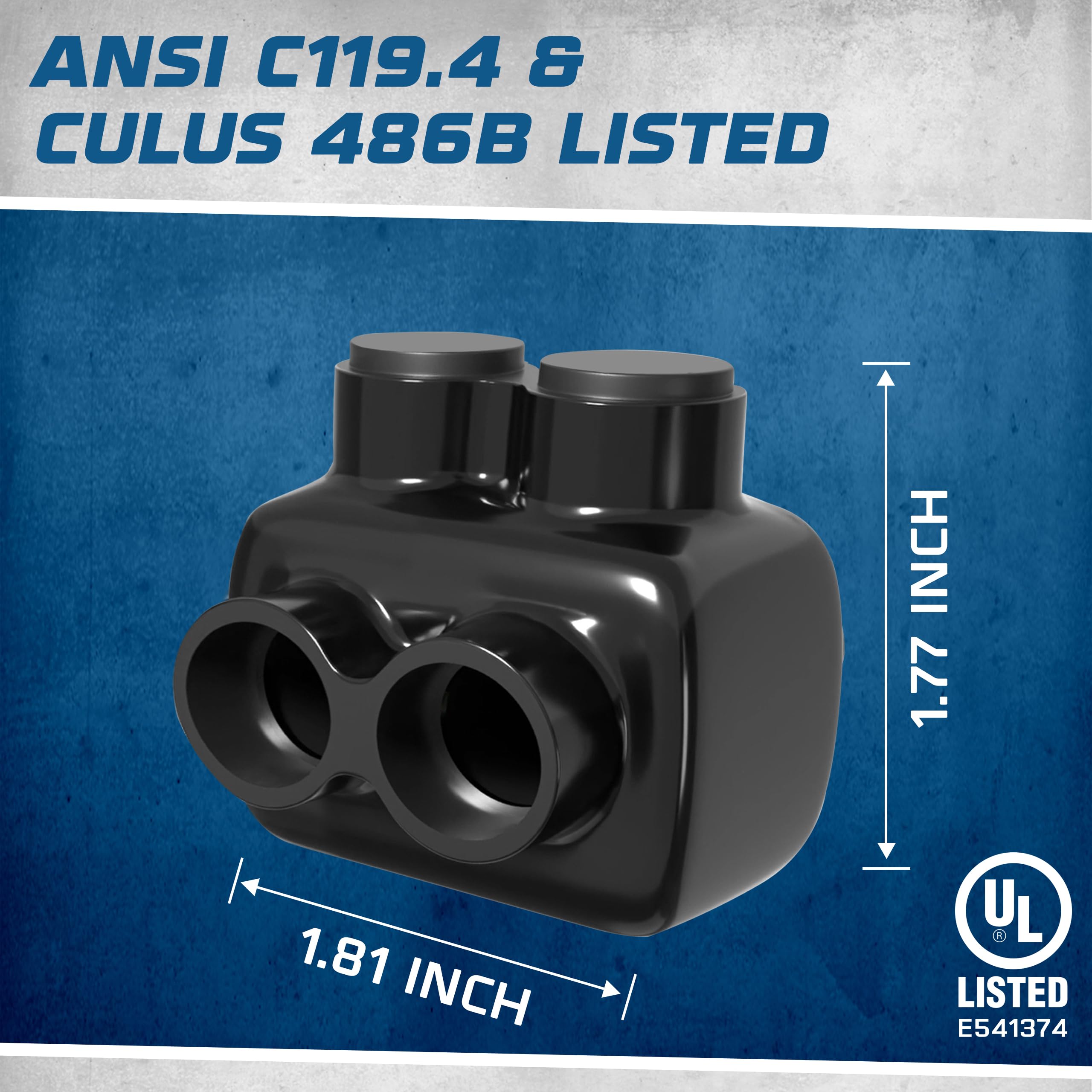 OHLECTRIC Paquete de 10 conectores de cable aislados de 2 puertos de entrada de un solo lado para 2-14 lengüetas de rango de cable con tornillo hexagonal 7/32, prellenado con inhibidor de óxido