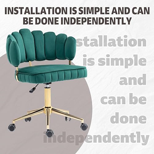 Miniatura 8 de SSLine Elegante silla de escritorio de terciopelo para niñas y mujeres, silla giratoria para computadora de oficina con ruedas, moderna silla de