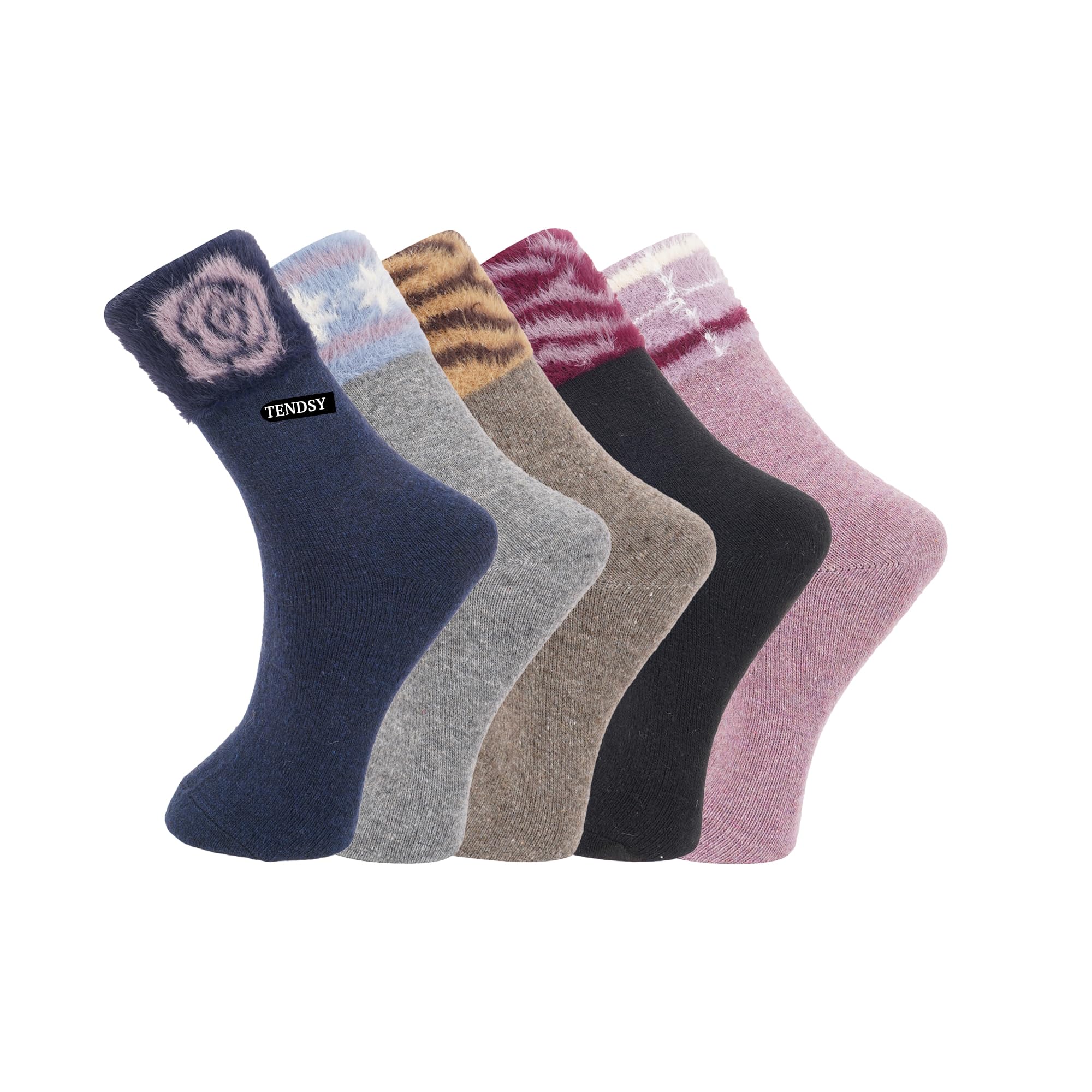 Women's Cashmere Snow Socks - Winters Ankle Length Socks for Girls (Multi Colors)-image-0