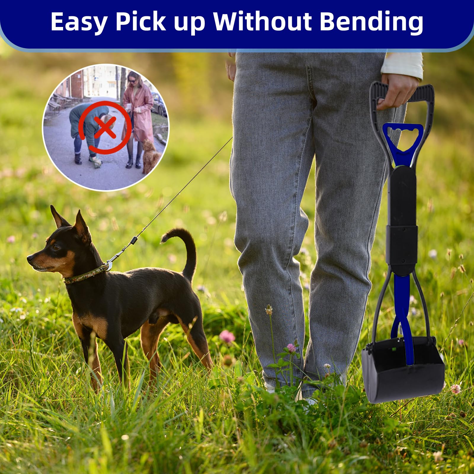 70cm Pelle à Crotte pour Chien,Pelle Crotte Chien,Cuillère à Caca Pliable pour Chien,Matériau Non Facile à Casser,Durable(Bleu)