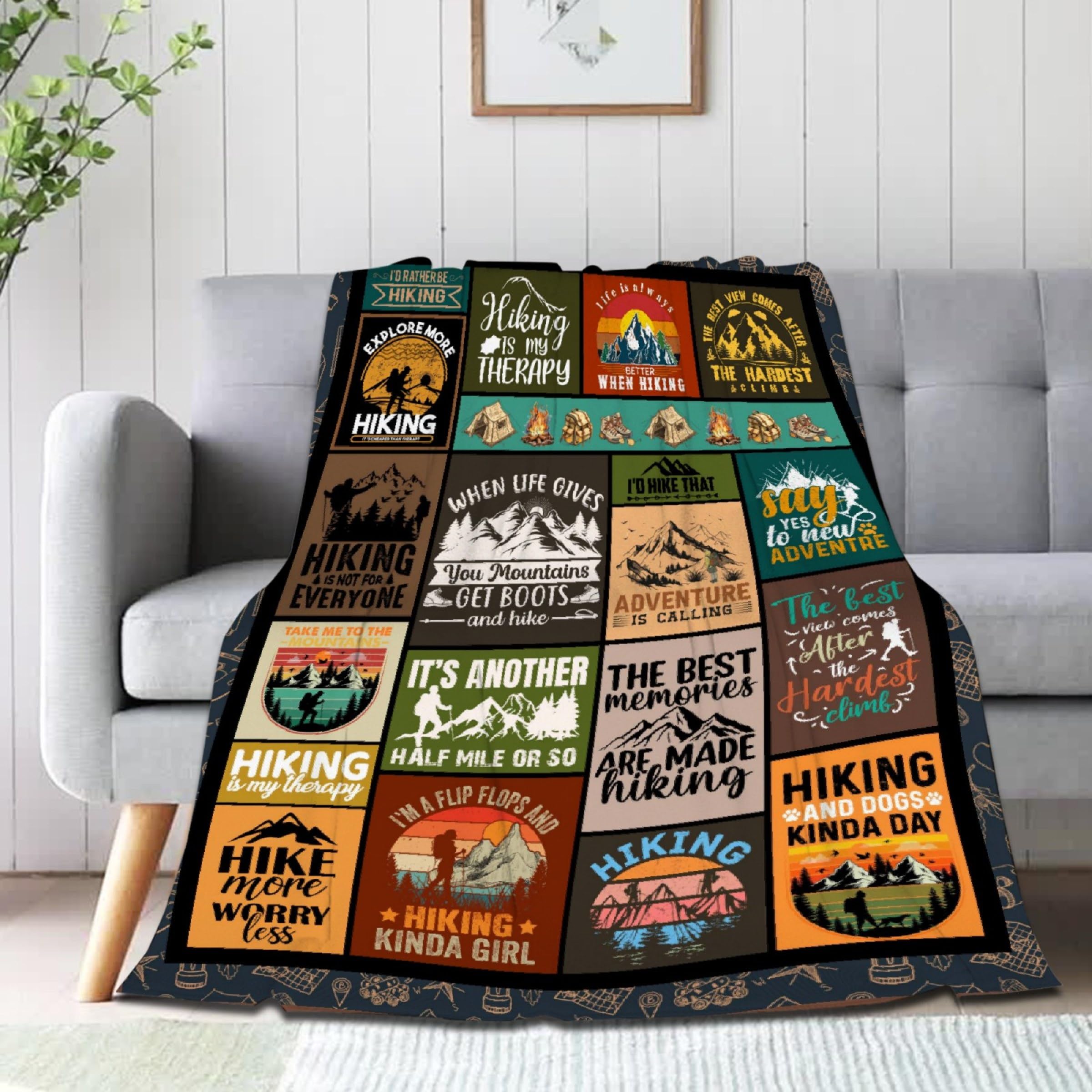 Hiking Gifts Blanket Gift for Boy Girl Teens Hiking Gifts Throw Warm Cozy Soft Plush Lightweight Bedding 50