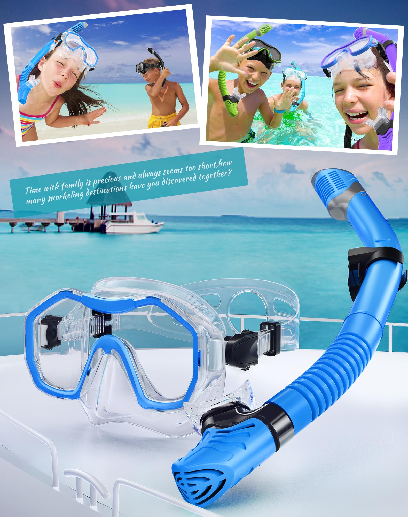 Sprzęt do nurkowania dla dzieci, zestaw do snorkelingu dla dzieci, panoramiczny widok 180°, zestaw do nurkowania dla dzieci w wieku 6-14 lat, maska do nurkowania dla dzieci