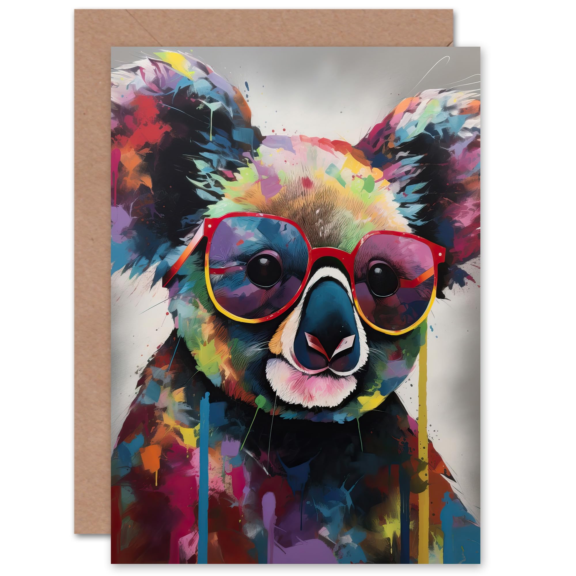 Artery8 Koala in Sunglasses for Wife Her Mum Sister Daughter Mom Gran Nan Birthday Thank You Congratulations Blank Art Greeting Card