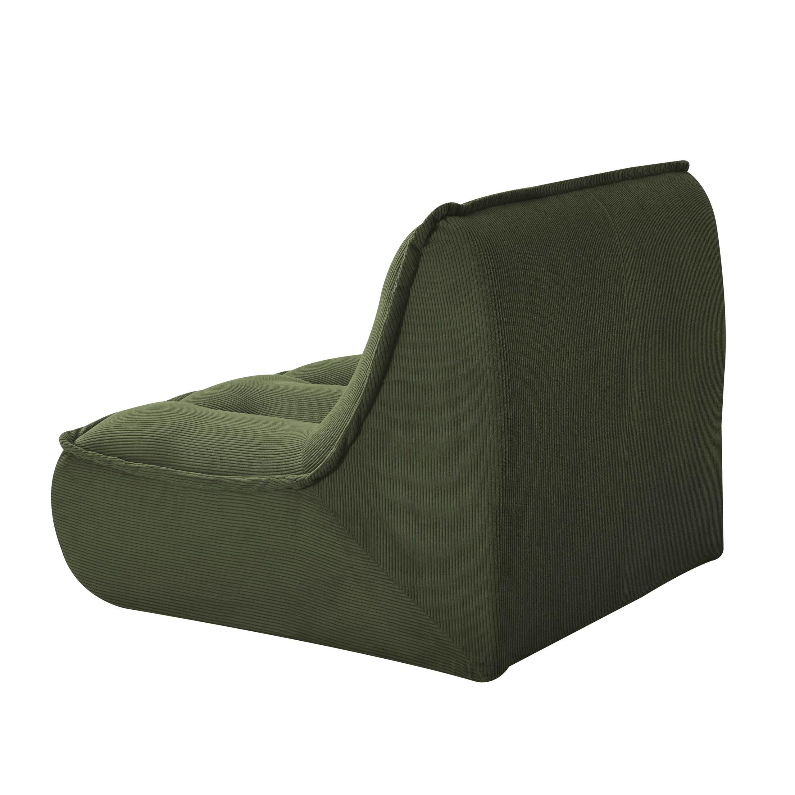 Lot de 3 fauteuils modulable en velours côtelé 240 x 90 x 70 cm vert - Lizy