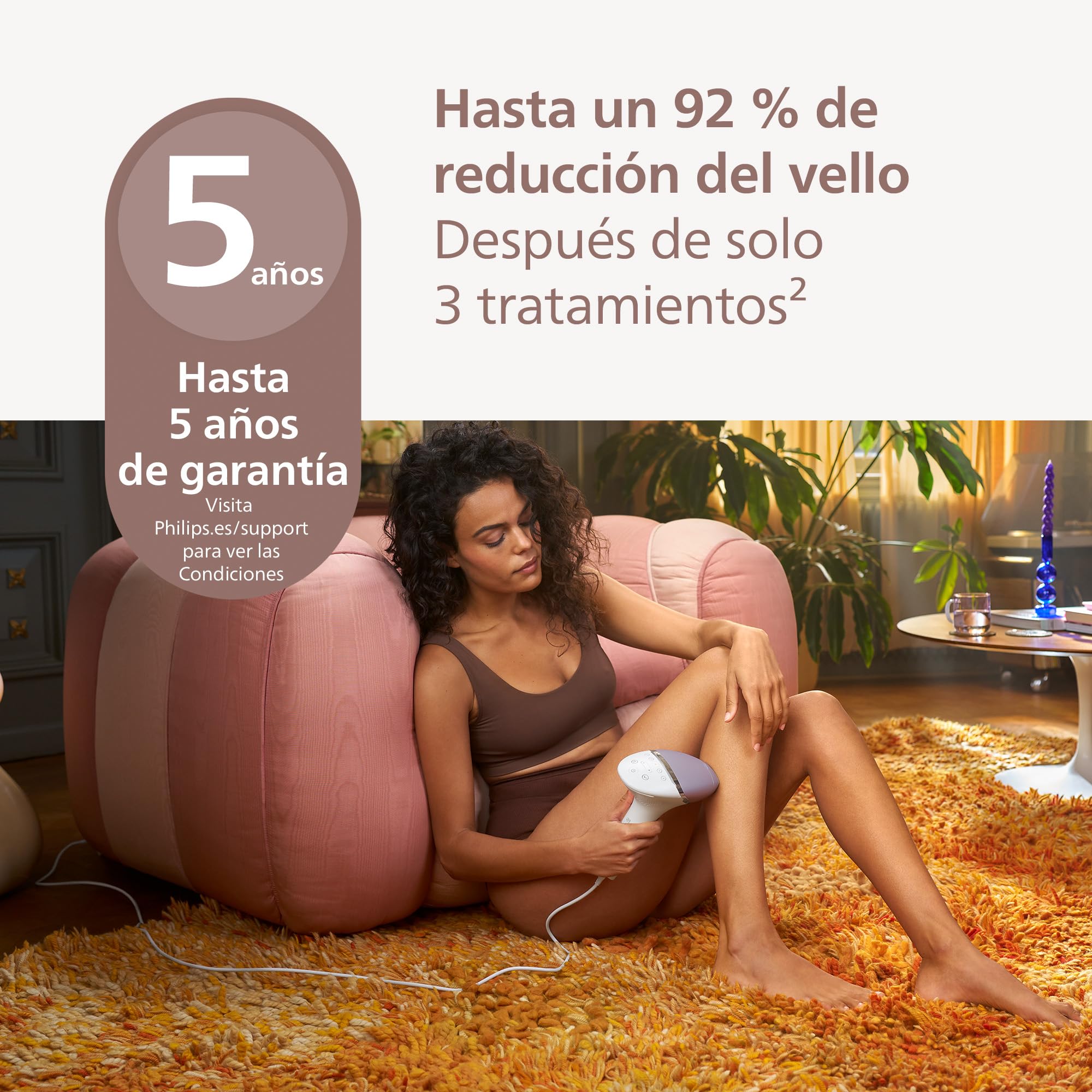 Philips Depiladora Lumea IPL serie 8000 - depilación con tecnología SenseIQ, 2 accesorios para cuerpo y cara, para uso con cable (modelo BRI944/00)