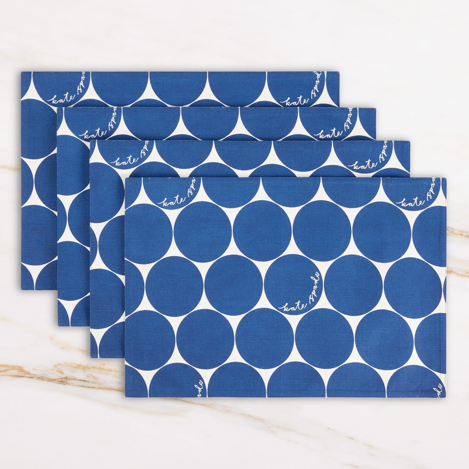 Blue and White Cotton Reversible Retro Placemats Set of 4