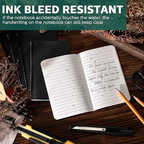 Vista 4 de Seajan Paquete de 10 cuadernos de bolsillo impermeables de 3.5 x 5.5 pulgadas, pequeño bloc de notas resistente a la intemperie, mini cuaderno
