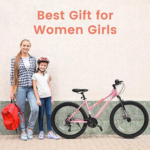 Miniatura 34 de Bicicleta de montaña de 24/26 pulgadas, marco de aluminio, bicicleta de montaña con frenos de disco Daul, Shimano suspensión delantera de 21 Negro