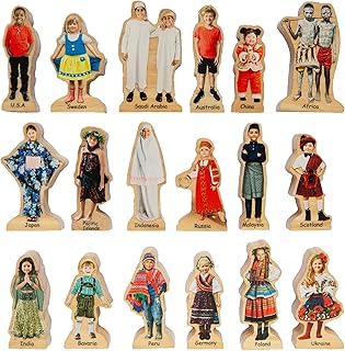 THE FRECKLED FROG People Around the World - Set of 18 - Ages 1+ - Wooden Blocks for Toddlers - Includes People from 18 Countries - Double-Sided