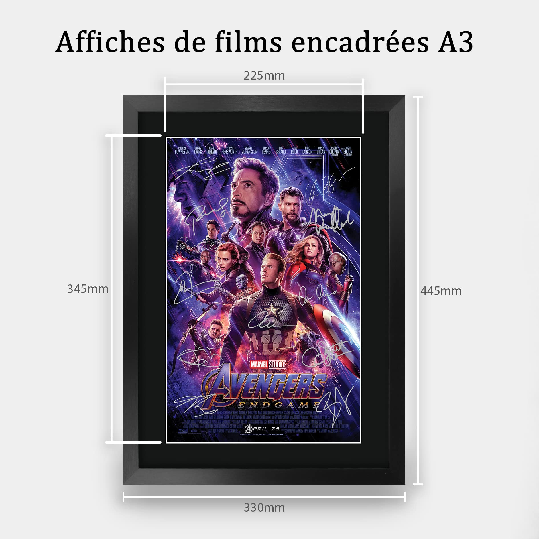 HWC Trading FR A3 Avengers Endgame Cadeaux imprimés affiche photo autographe signée pour les fans de cinéma - A3 Encadré