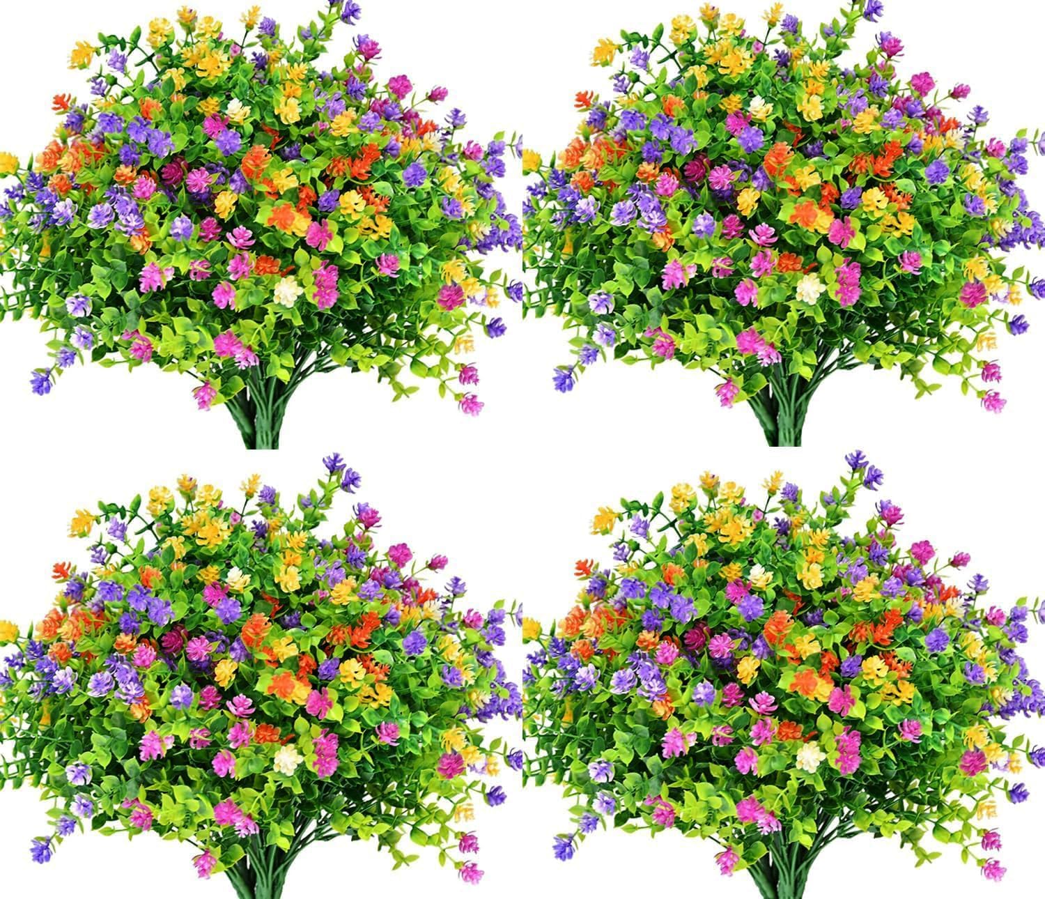 LADADA 12 Bundles Outdoor Plant Flowers, Multi Color UV Resistant, Outdoor Porch, Home Courtyard, Garden Decoration（Mix Color）